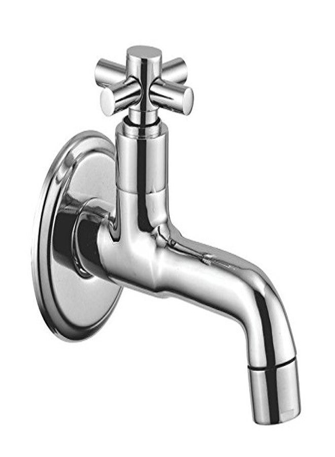 Kamal Long Body Bib Cock - Cross, Brass, Polished, Silver